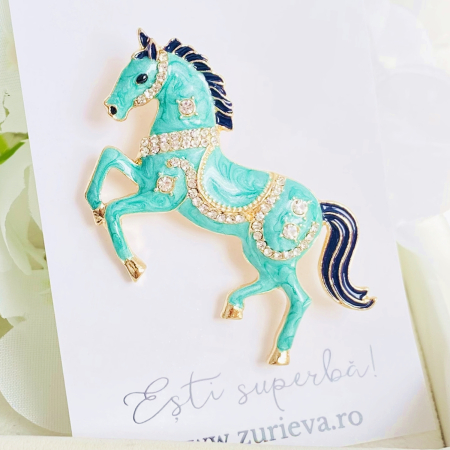 Brosa Cal Email Turcoaz, Brosa Dama Femei [6]