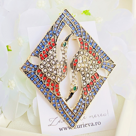 Brosa Romb Cocori Cristale, Brosa Dama Femei [7]