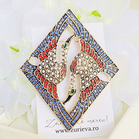 BIJUTERII - Brosa Romb Cocori Cristale, Brosa Dama Femei