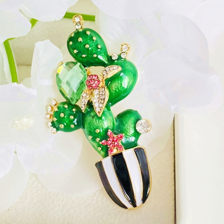 BIJUTERII - Brosa Cactus cu Flori, Brosa Dama Femei