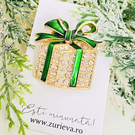 BROSE - Brosa Cadou Craciun Verde, Brosa Statement, Brose Femei