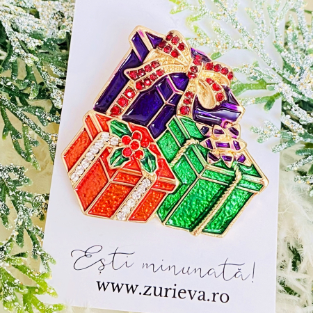 Brosa Cadouri Colorate Craciun, Brosa Statement, Brose Femei [4]