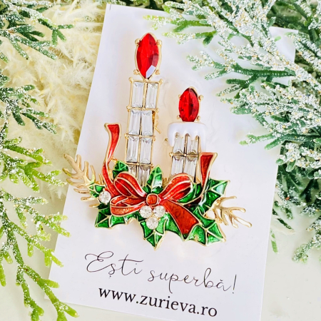 Brosa Lumanari Craciun, Brosa Statement, Brose Femei [3]