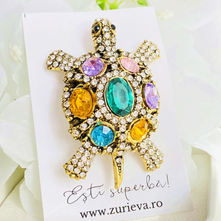 Brosa Broasca Testoasa Cristale, Brosa Dama Femei [6]