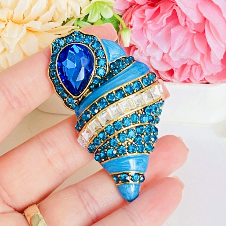 Brosa Scoica Cristale Albastre, Brosa Dama Femei [1]