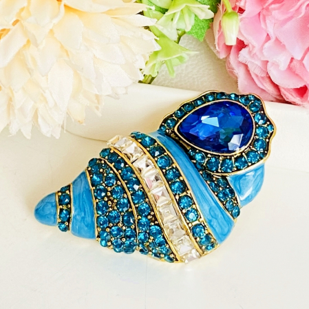 Brosa Scoica Cristale Albastre, Brosa Dama Femei [4]