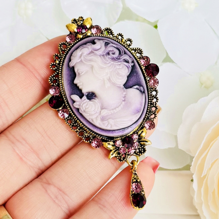 Brosa Camee Mov, Brosa Dama Femei [6]