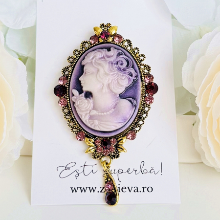 Brosa Camee Mov, Brosa Dama Femei [4]