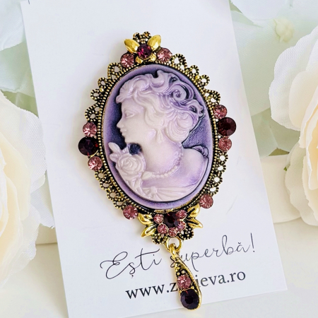 Brosa Camee Mov, Brosa Dama Femei [1]