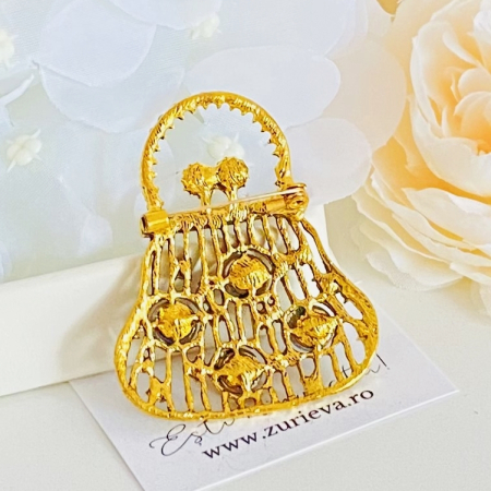 Brosa Geanta Cristale Colorate, Brose Dama, Brose Elegante [5]