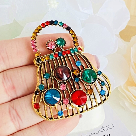 Brosa Geanta Cristale Colorate, Brose Dama, Brose Elegante [2]
