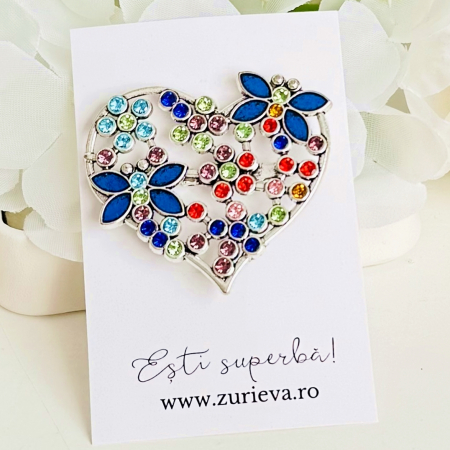 Brosa Inima Multicolora, Brosa Statement, Brose Femei [3]