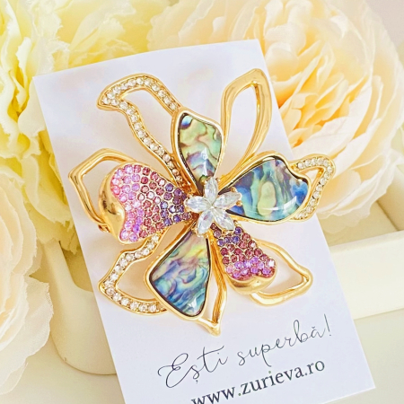 Brosa Floare Mov Albastra, Brose Dama, Brose Elegante [9]