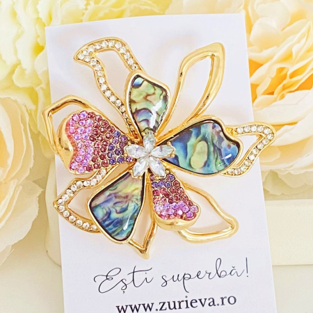 Brosa Floare Mov Albastra, Brose Dama, Brose Elegante [7]