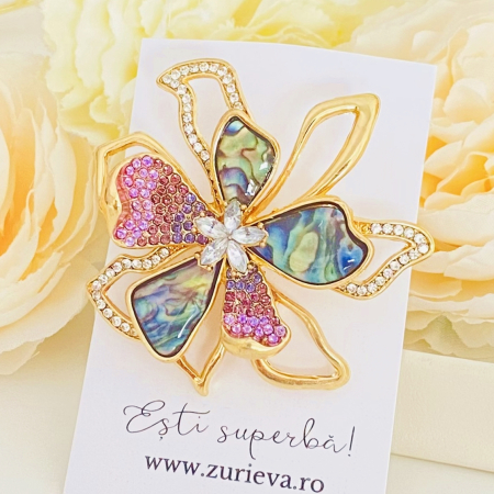 Brosa Floare Mov Albastra, Brose Dama, Brose Elegante [4]