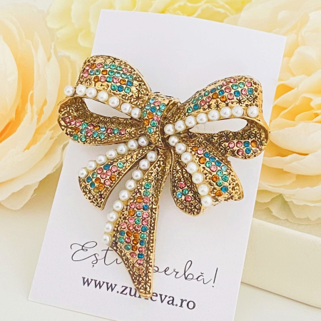 Brosa Funda Cristale Colorate & Perle, Brose Dama, Brose Mari Elegante [3]