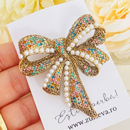 Brosa Funda Cristale Colorate & Perle, Brose Dama, Brose Mari Elegante [2]