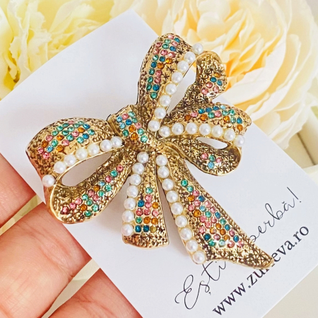 Brosa Funda Cristale Colorate & Perle, Brose Dama, Brose Mari Elegante [5]