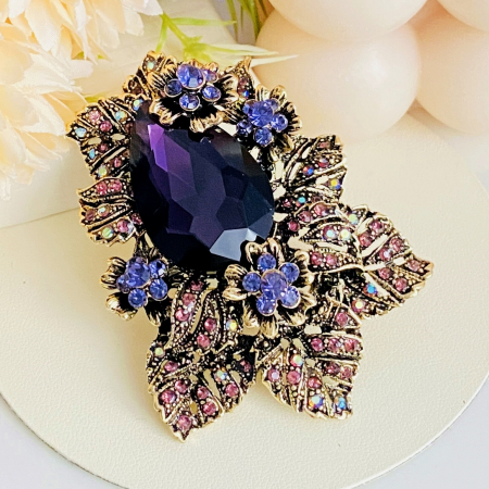 Brosa Statement Cristale Mov, Brosa Dama Femei [2]