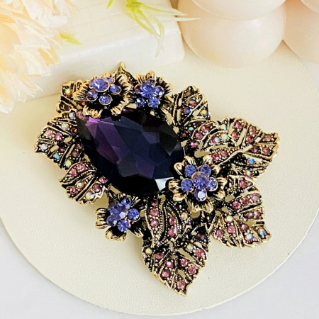 Brosa Statement Cristale Mov, Brosa Dama Femei [4]