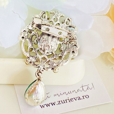 Brosa Argintie & Cristale Verzi, Brose Dama, Brose Elegante [6]