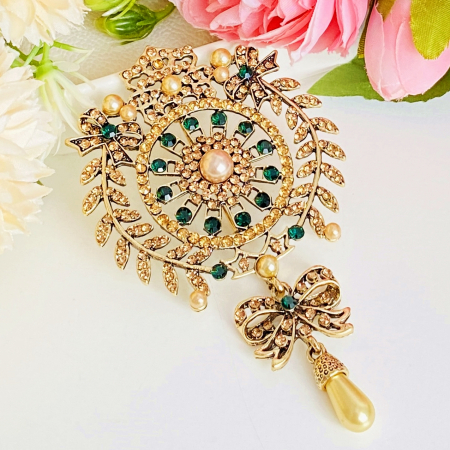 BROSE - Brosa Cristale Statement - Verde Smarald, Brosa Dama Femei