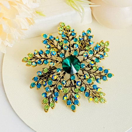 Brosa Statement Cristale Verde Smarald, Brosa Dama Femei [1]