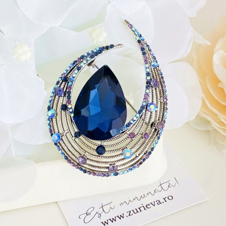Brosa Argintie & Cristale Albastre, Brose Dama, Brose Elegante [1]