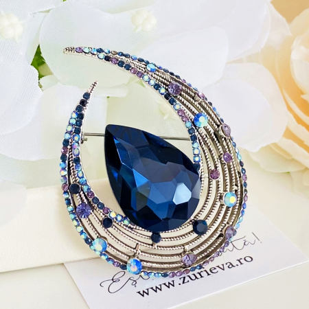 Brosa Argintie & Cristale Albastre, Brose Dama, Brose Elegante [3]