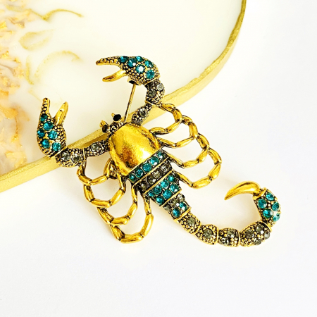 Brosa Scorpion Auriu Turcoaz, Brosa Dama Femei [0]