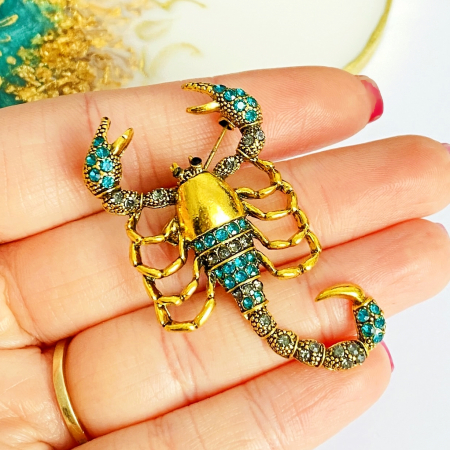 Brosa Scorpion Auriu Turcoaz, Brosa Dama Femei [2]