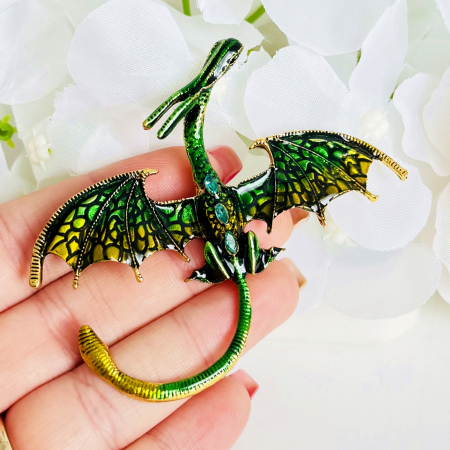 Brosa Dragon Verde Smarald, Brosa Dama Femei [1]