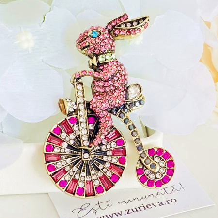 BROSE - Brosa Iepure pe Bicicleta Roz, Brose Dama, Brose Elegante