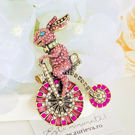 Brosa Iepure pe Bicicleta Roz, Brose Dama, Brose Elegante [1]