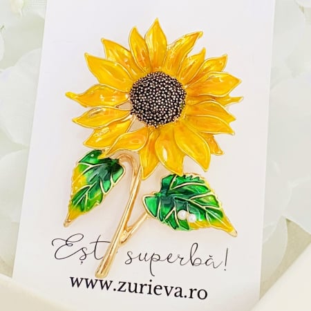 BIJUTERII - Brosa Floarea Soarelui, Brosa Dama Femei