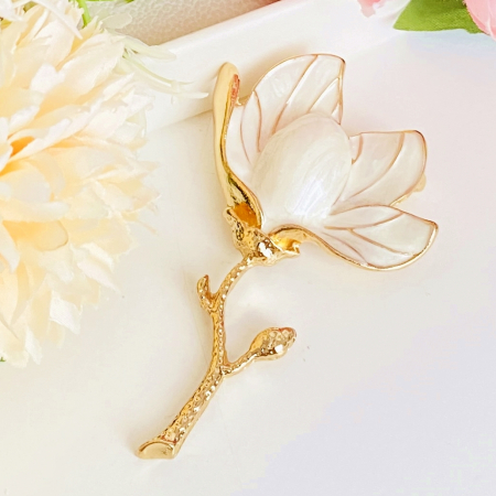 BROSE - Brosa Floare Magnolie Alba, Brosa Dama Femei