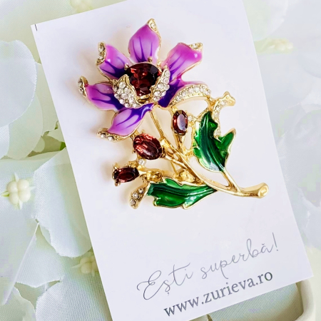 Brosa Floare Mov, Brosa Dama Femei [4]