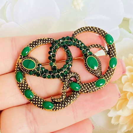 BROSE - Brosa Serpi Cristale Verzi, Brosa Dama Femei