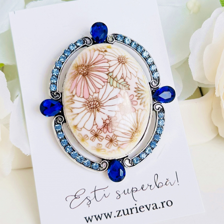 Brosa Blue Vintage, Brosa Dama Femei, Brose Statement [3]
