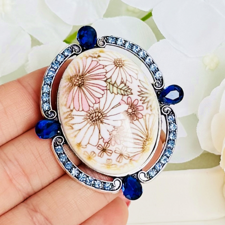 Brosa Blue Vintage, Brosa Dama Femei, Brose Statement [1]