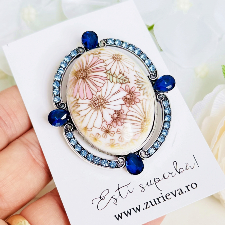 Brosa Blue Vintage, Brosa Dama Femei, Brose Statement [4]