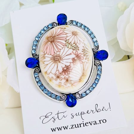 BIJUTERII - Brosa Blue Vintage, Brosa Dama Femei, Brose Statement