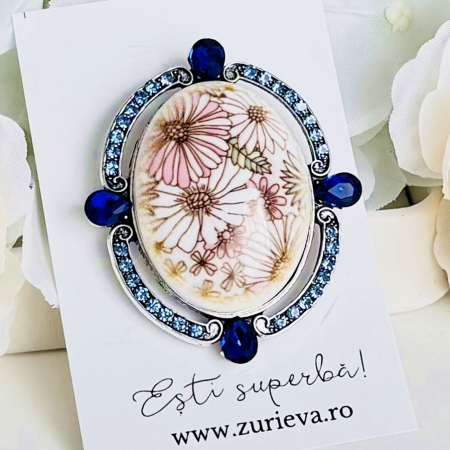Brosa Blue Vintage, Brosa Dama Femei, Brose Statement [2]