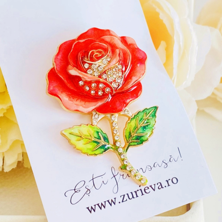 Brosa Trandafir cu Cristale, Brose Dama, Brose Flori [5]