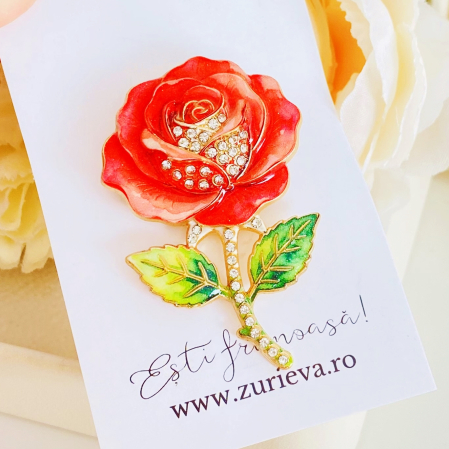 Brosa Trandafir cu Cristale, Brose Dama, Brose Flori [6]