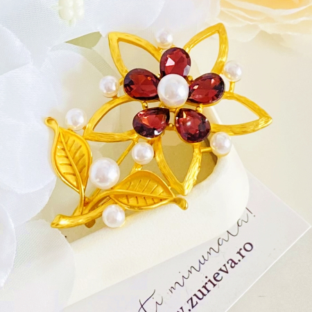 Brosa Floare Auriu Mat, Brose Dama, Brose Elegante [3]