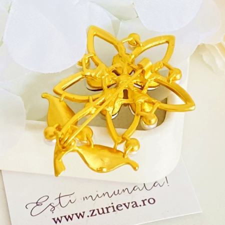 Brosa Floare Auriu Mat, Brose Dama, Brose Elegante [7]