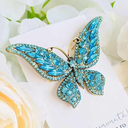 Brosa Fluture Albastru Deschis, Brosa Dama Femei, Brose Statement [1]