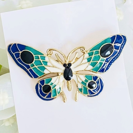 BROSE - Brosa Fluture Albastru Turcoaz, Brose Dama, Brose Elegante