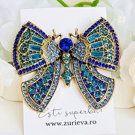 BIJUTERII - Brosa Statement Fluture Regal Albastru, Brosa Dama, Brose Elegante